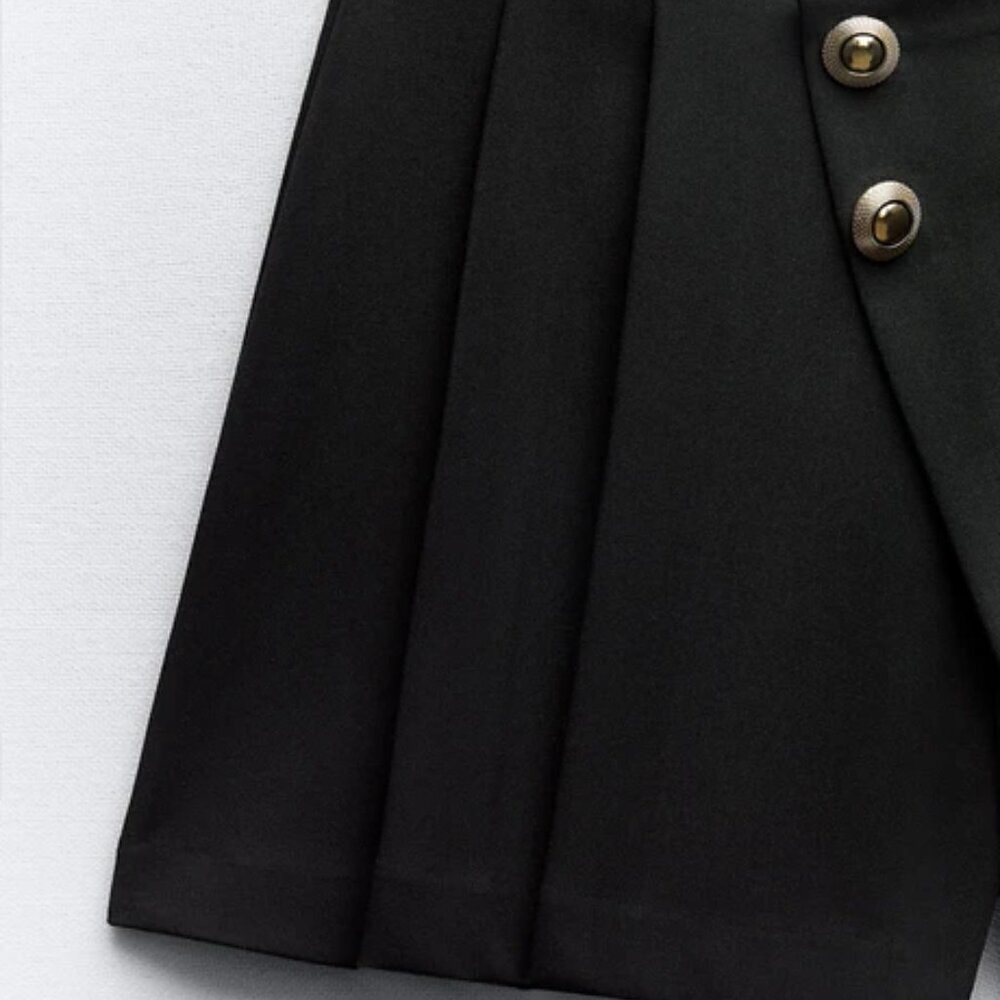 ZARA BLACK PLEATED ASYMMETRICAL SKORT - Picture 4 of 4